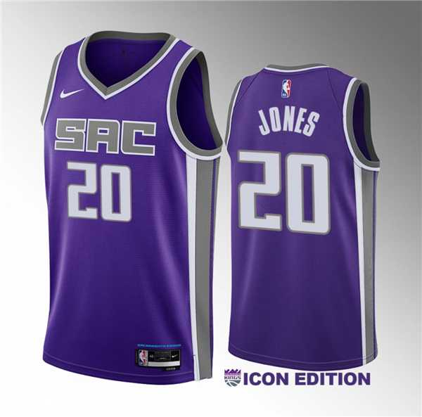 Men%27s Sacramento Kings #20 Colby Jones Purple 2023 Draft Icon Edition Stitched Jersey Dzhi->sacramento kings->NBA Jersey
